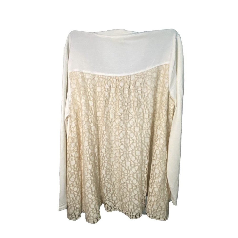 Logo Lounge Lori Goldstein Cream Size Medium Lace Swing Zip Jacket With Pockets